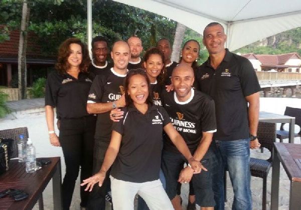 corrinne and friends wearing guinness t-shirts