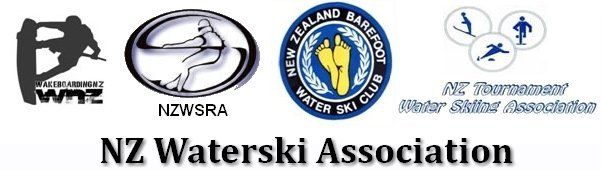 The logo for the nz waterski association is shown