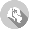 Icoon van een vrouw met bloem in haar haar