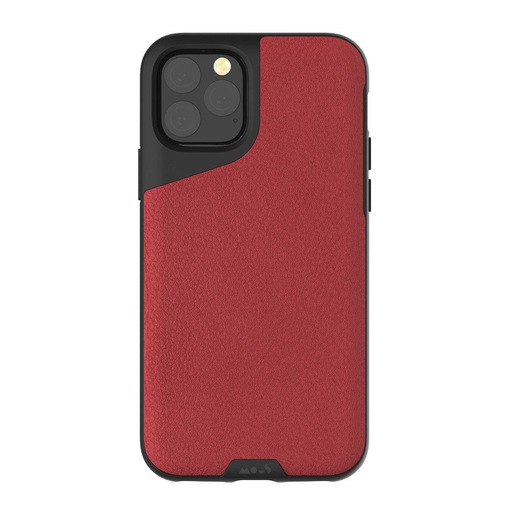 A red and black phone case with a camera on it