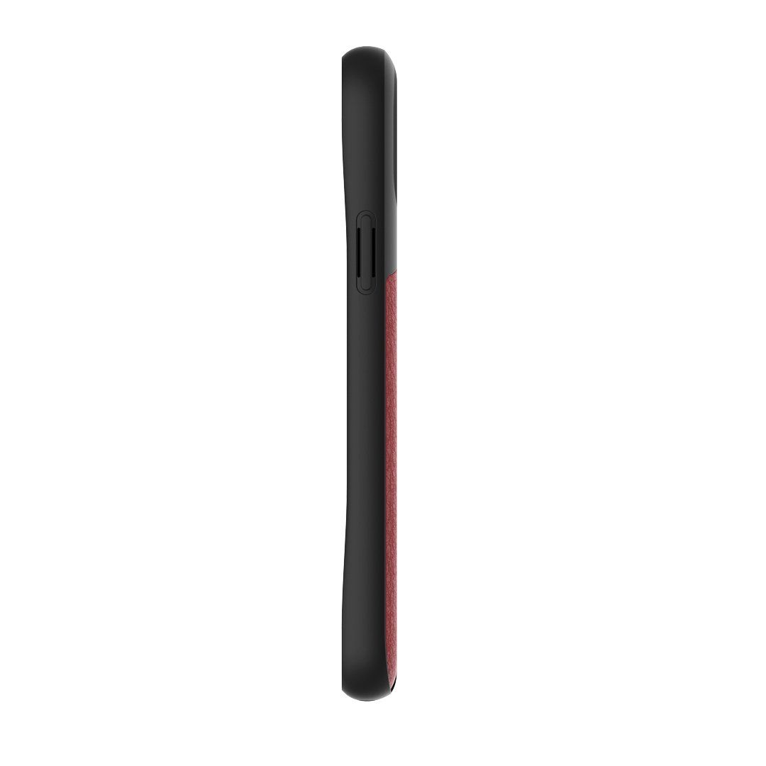 A black and red phone case on a white background.