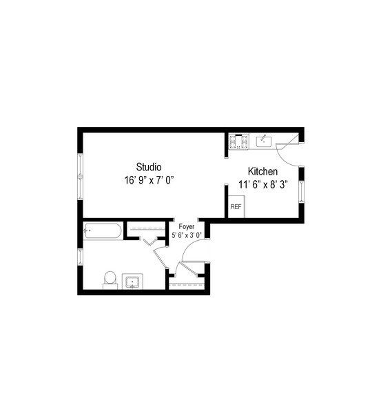 Studio, 420 sq ft