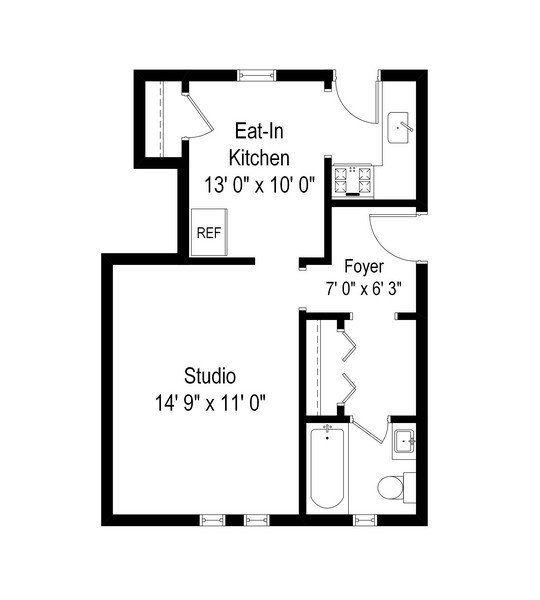 Studio, 500 sq ft