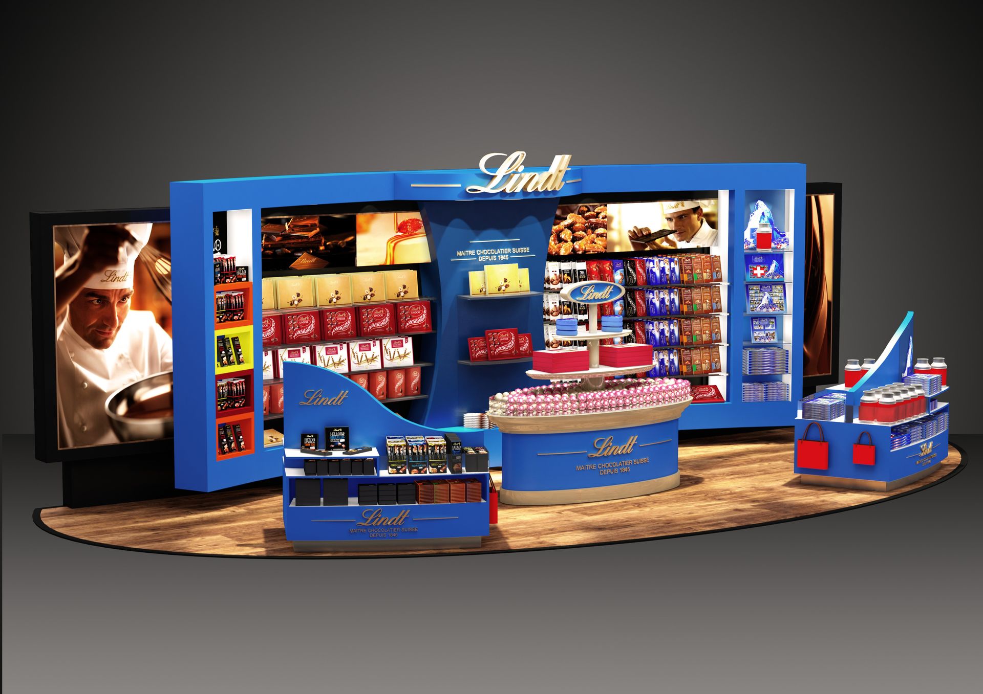 Ein 3D-Modell eines Lindt-Süßwarenladens