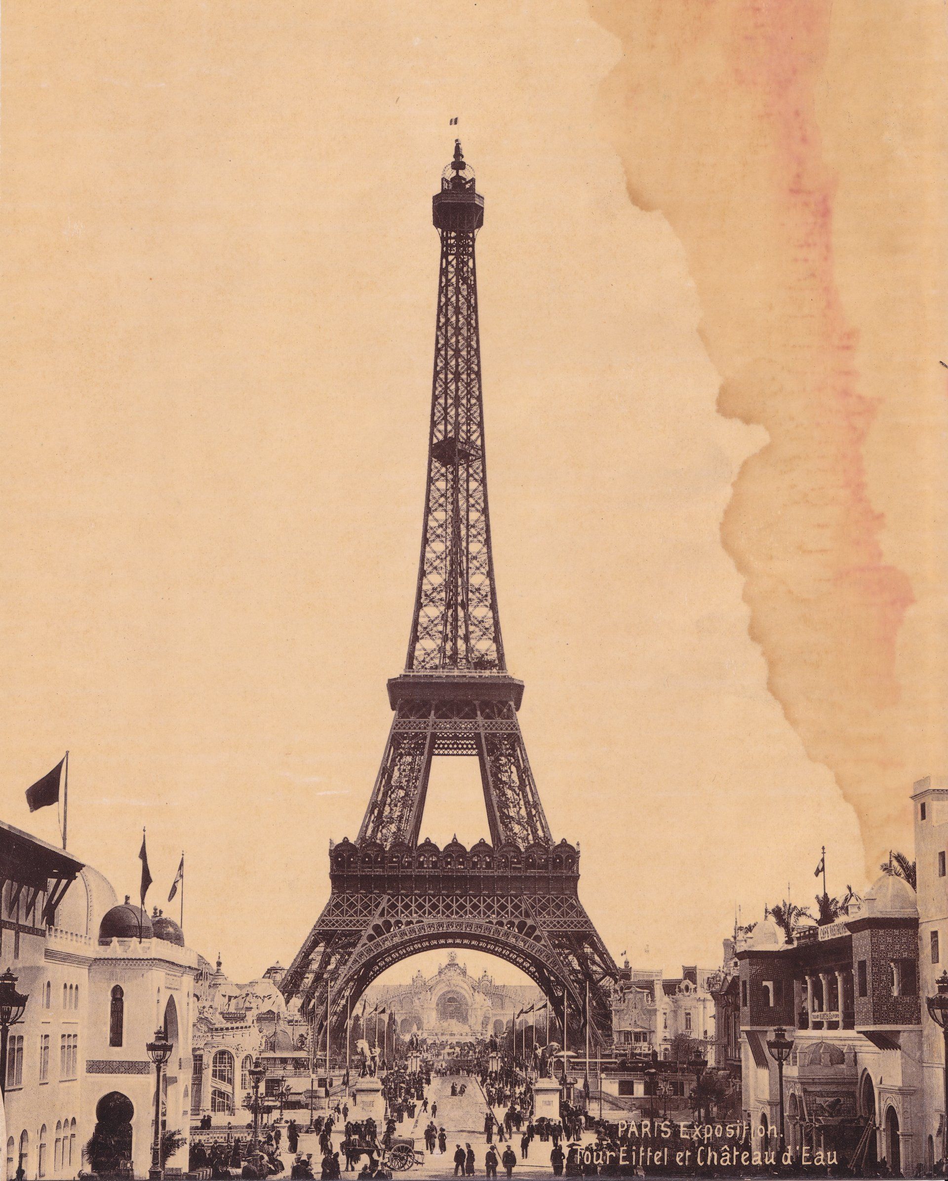 PARIS Exposition. Tour Eiffel et Château d'Eau.