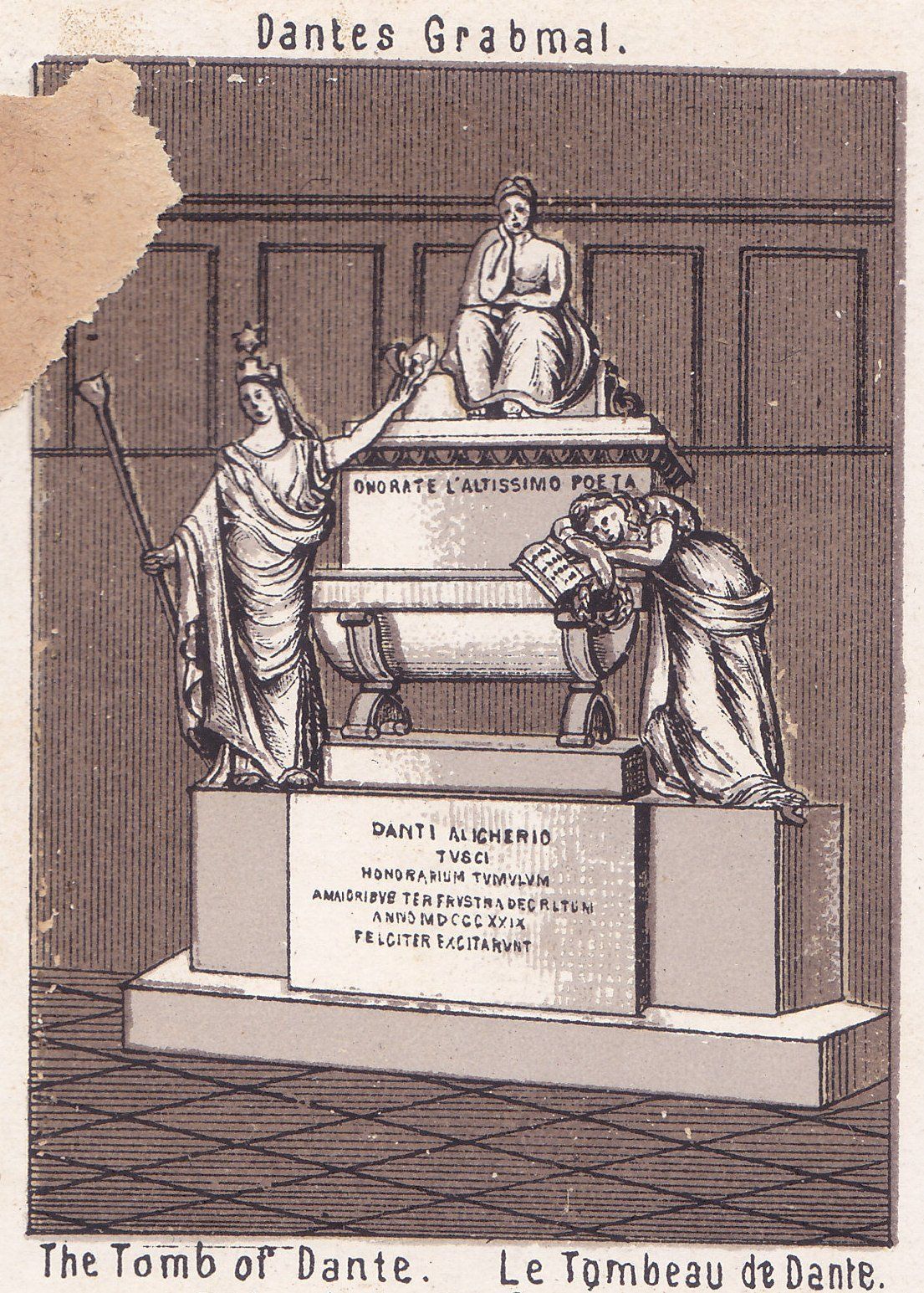 Dantes Grabmal. The Tomb of Dante. Le Tombeau de Dante.