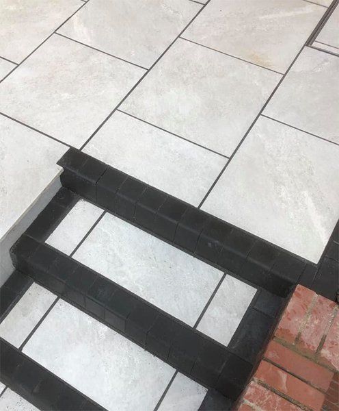 white patio steps