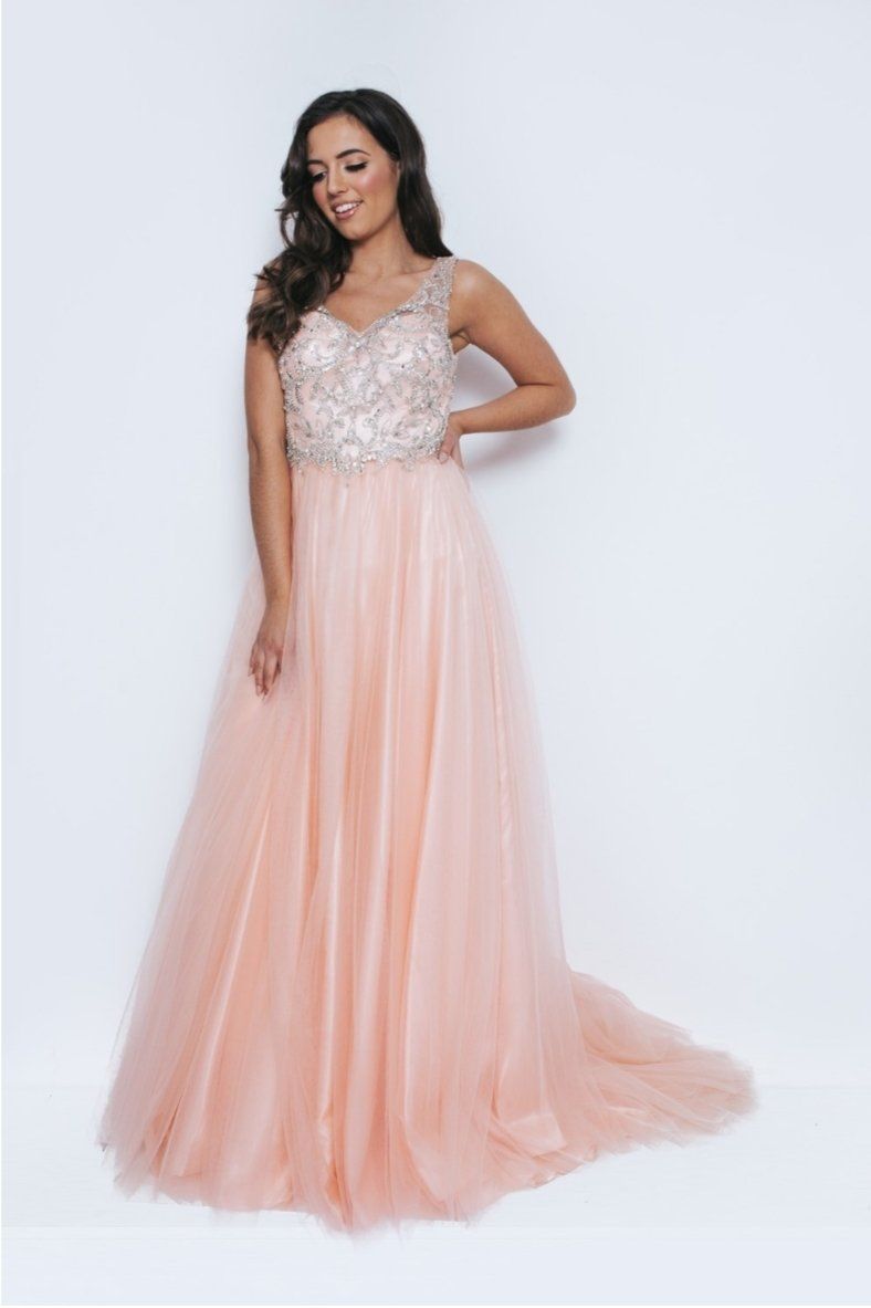 peach designer prom dress in middlesbrough