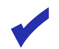 Blue checkmark on white background.