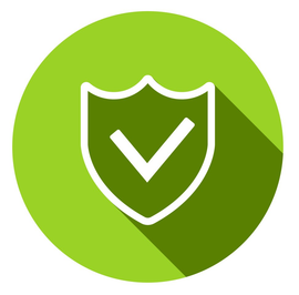 Green tick in a shield