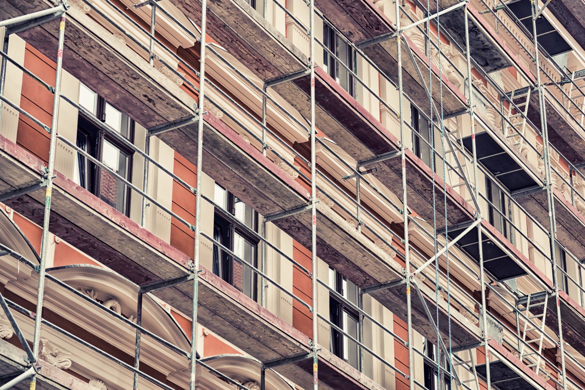 Commercial scaffolding on a office building