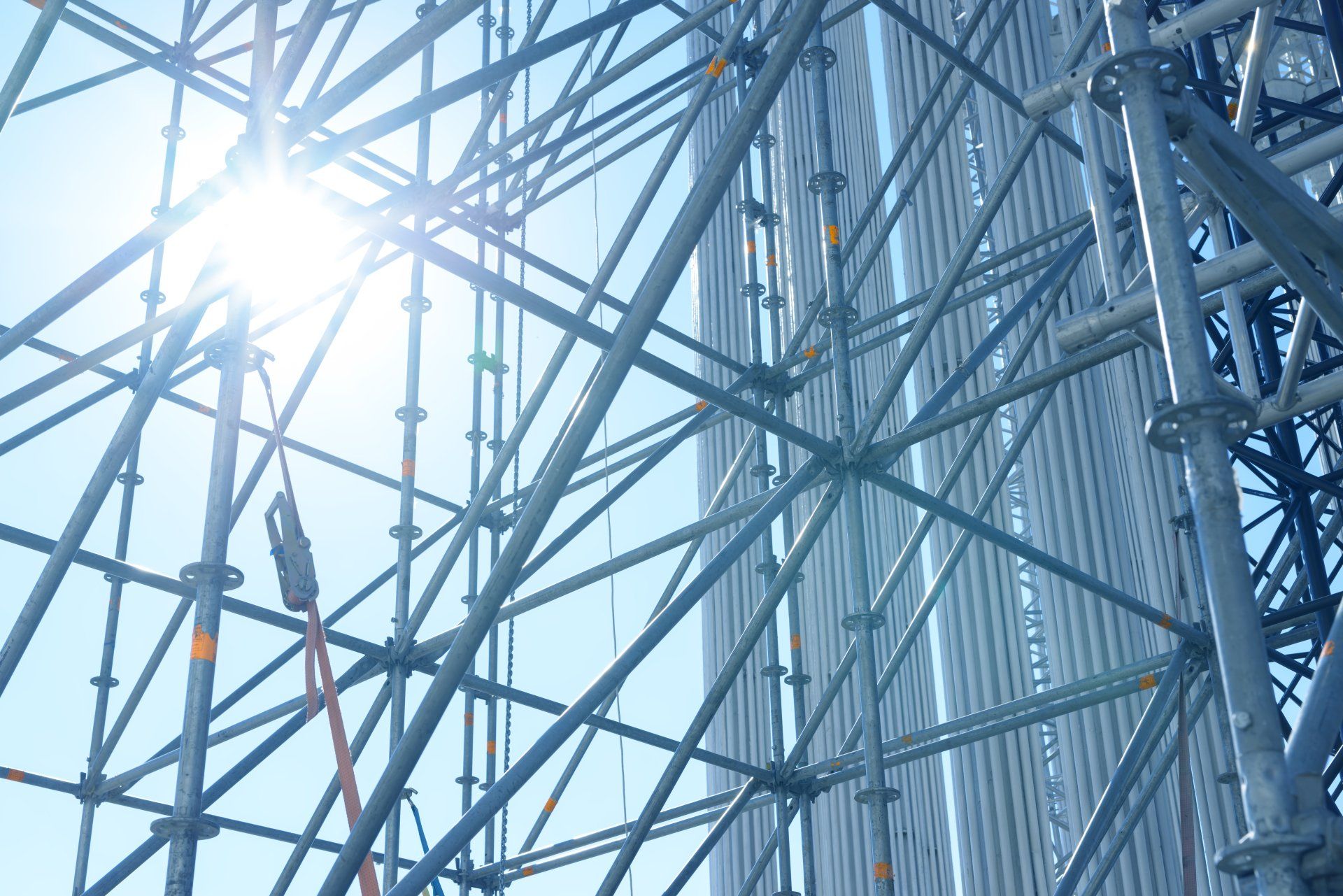 industrial scaffolding erected on a construction site