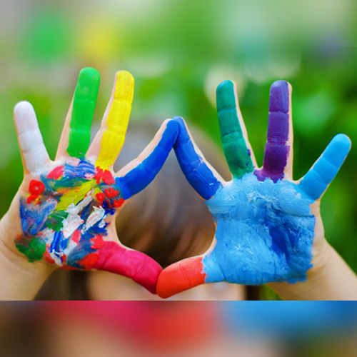 Painted colorful hands