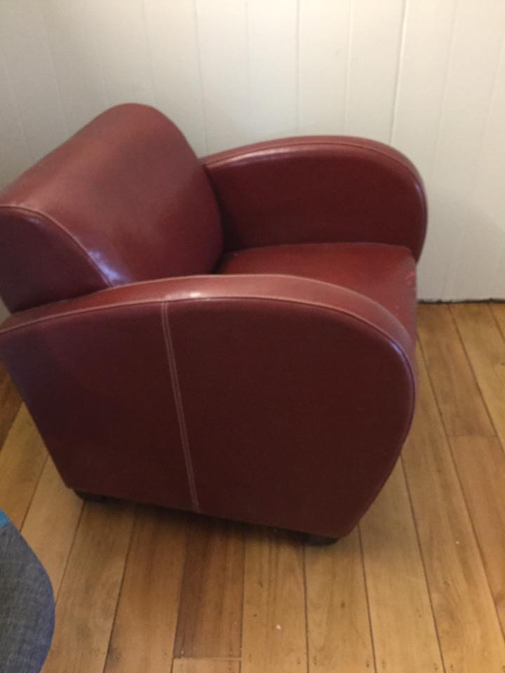 red upholstered chair