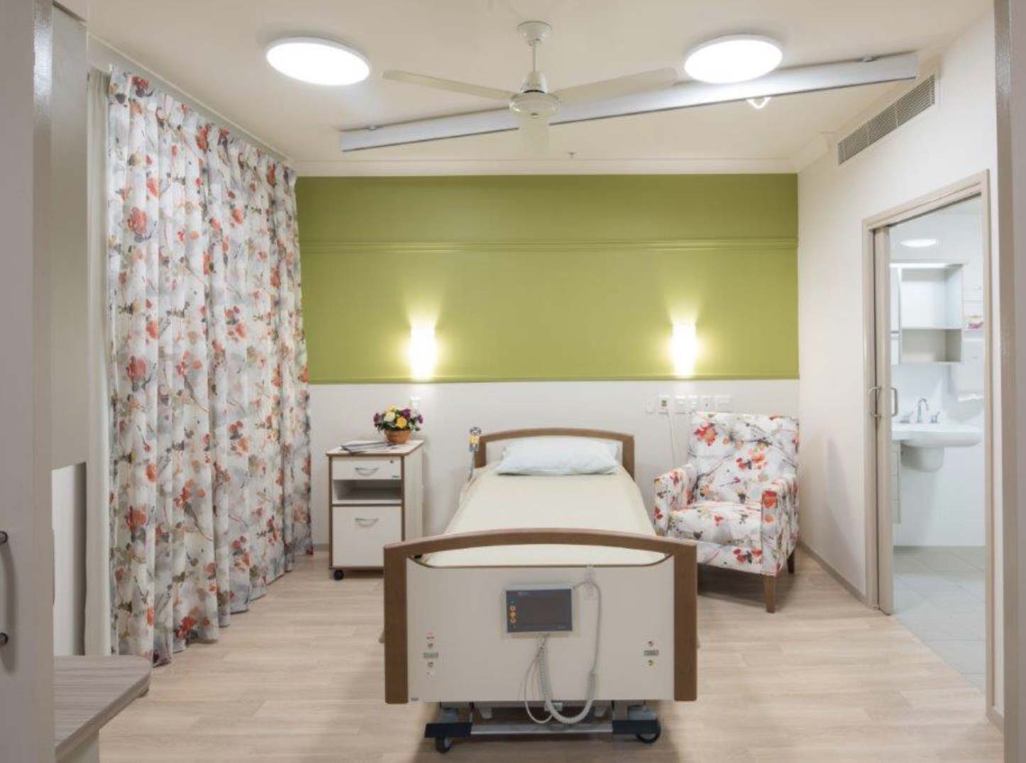 bedroom with green accents