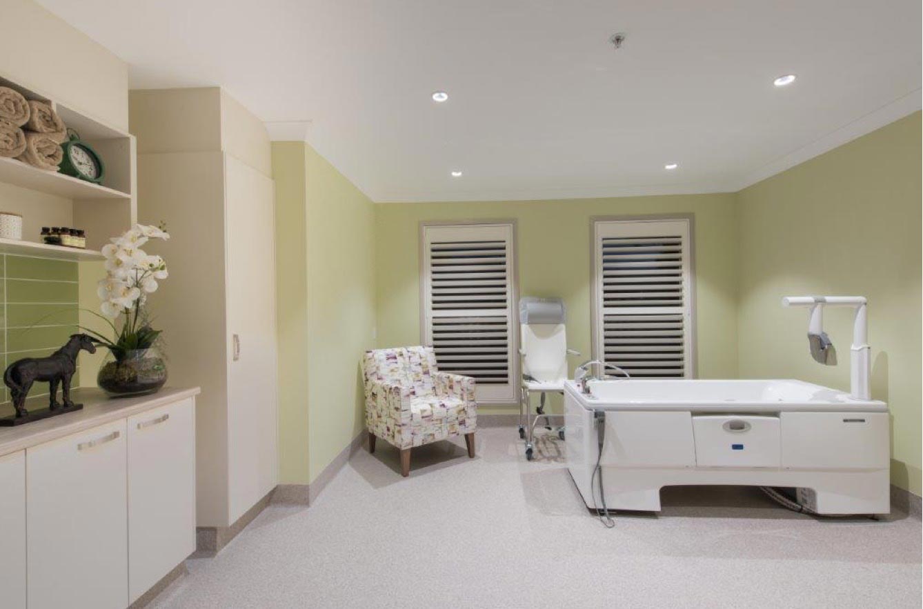 room with light green walls