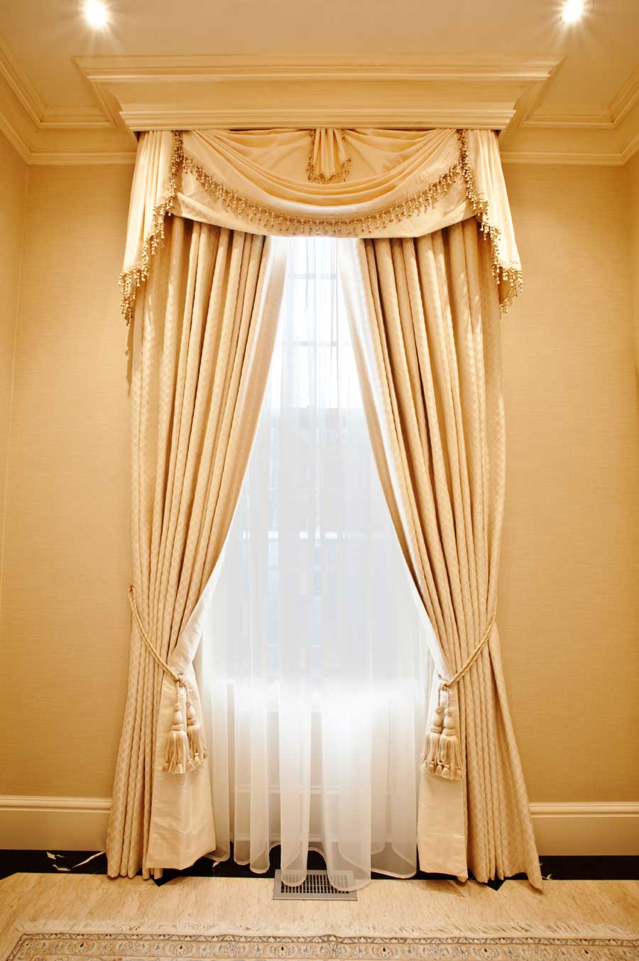 cream colored window curtains