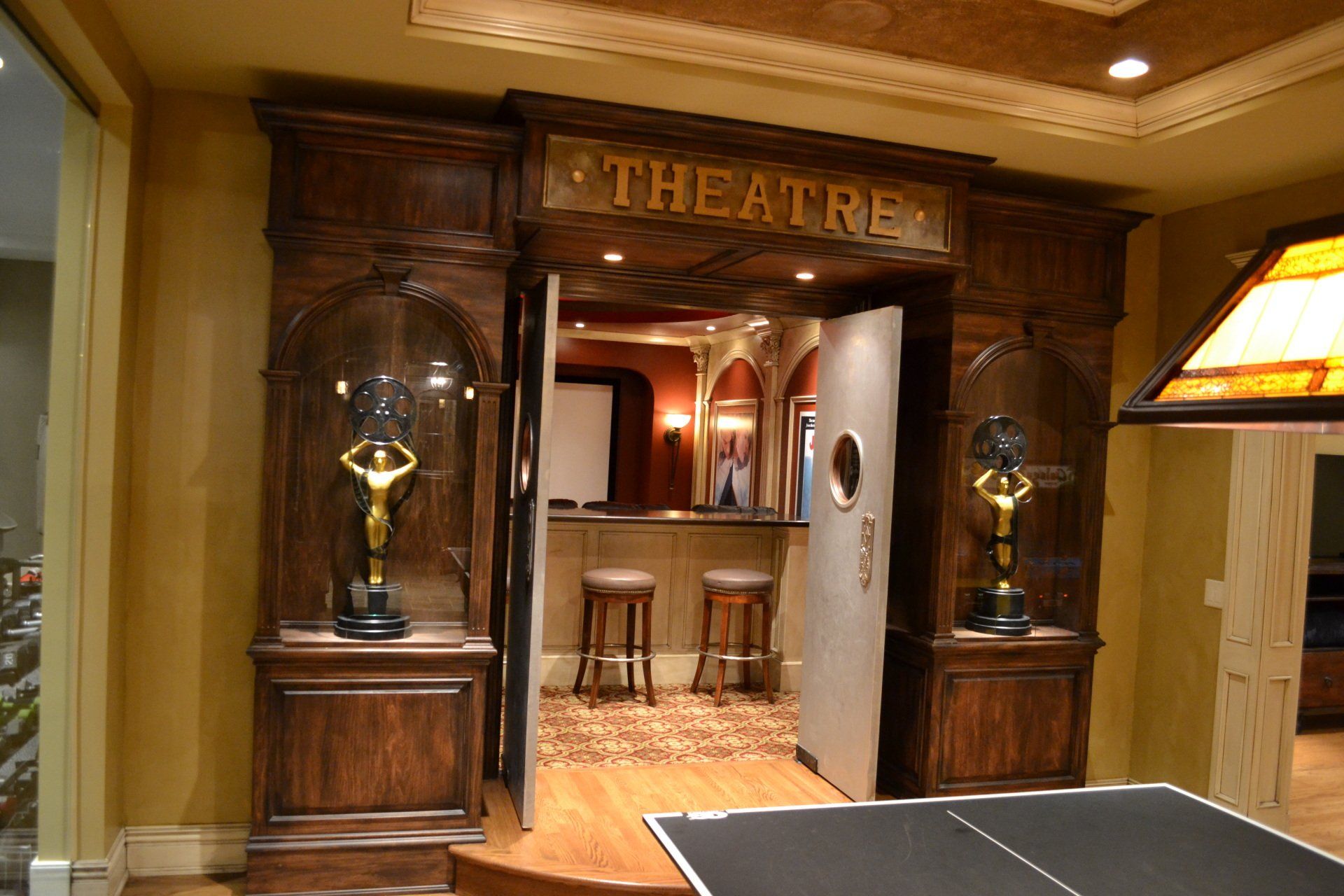 Entrance to a home theater, with 