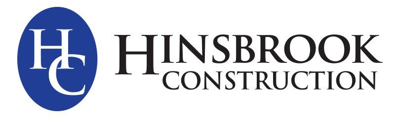 Logo for Hinsbrook Construction: Blue circle with 