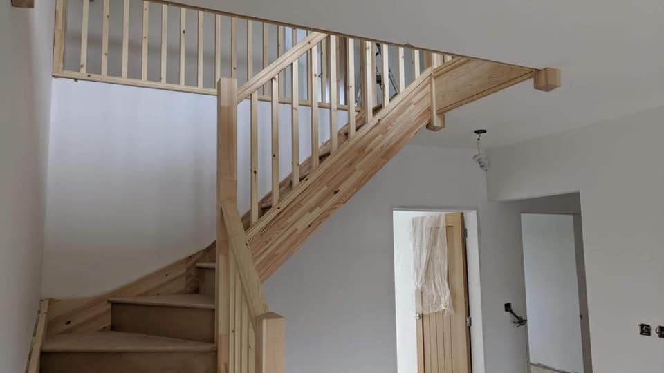 light wooden stairs
