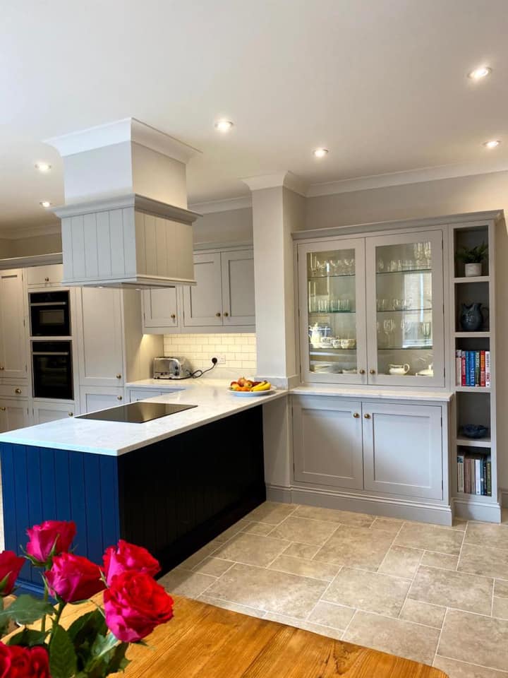 kitchen with navy island