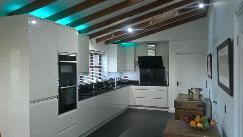 Kitchen with downlights