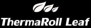 The logo for thermo roll leaf is white on a black background.