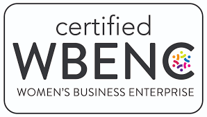 A certified wbenc women 's business enterprise logo on a white background.