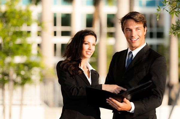property managers looking at a house