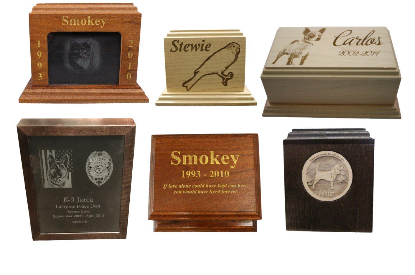 engraved wood pet urn