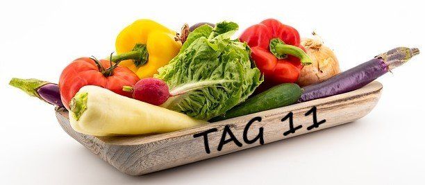 Eine Schale voll mit Gemüse. Tomaten, Paprika, Aubergine, Sellerie, Salat