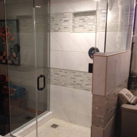 Entry Doors — Classic Bathroom With Glass Door In Enid, Oklahoma