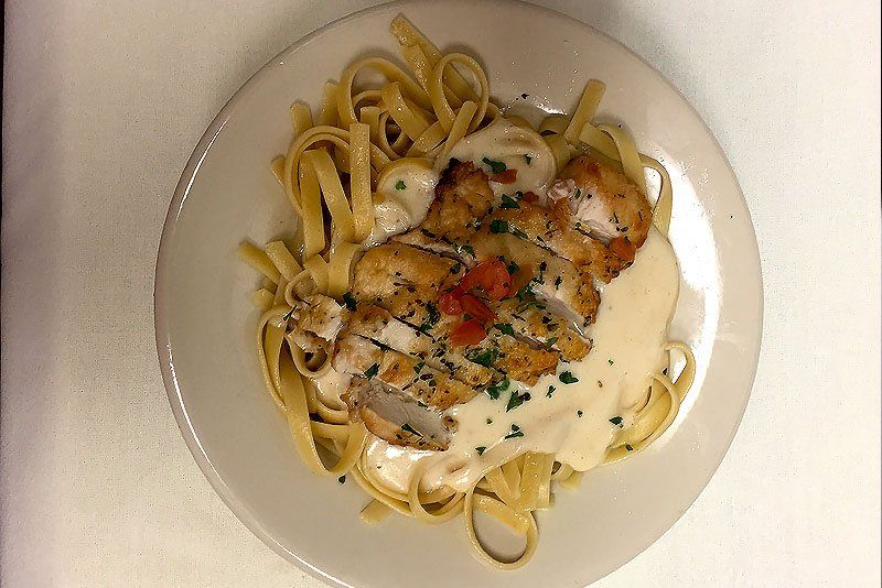Yummy Chicken On Top Of The Pasta — Vincenzo's — Omaha, NE