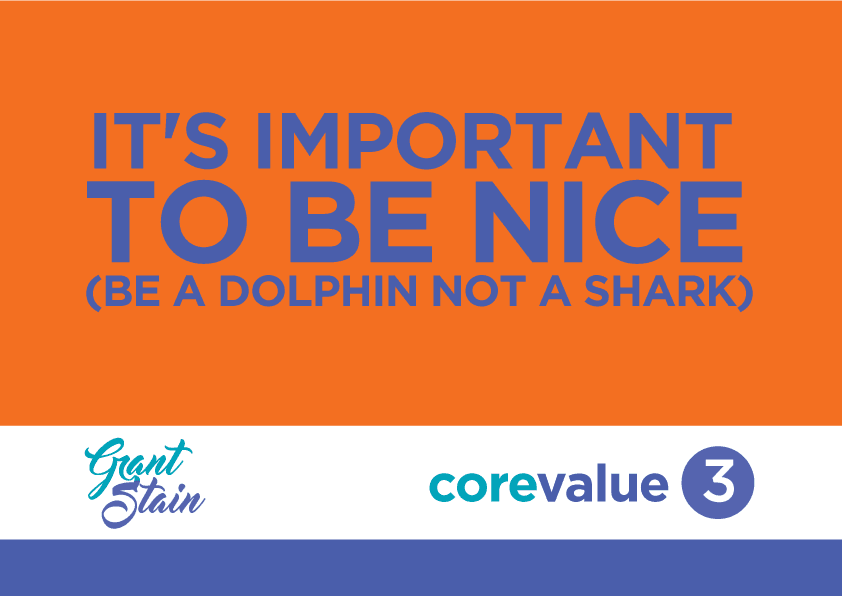 Orange background with blue text: