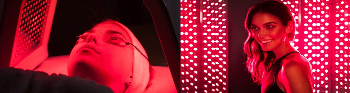 Happy Woman Using Red-Light Therapy — Solon, OH — Core Elite Wellness Fit Cryo LLC