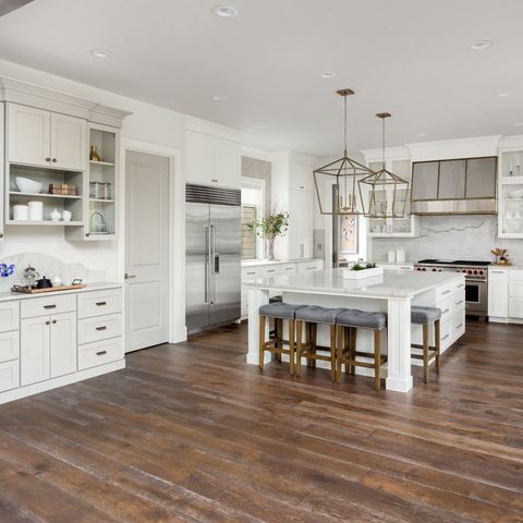 Hardwood Floors — White Kitchen with Hardwood Floors in Hamburg, NY Hardwood Floors — White Kitchen with Hardwood Floors in Hamburg, NY