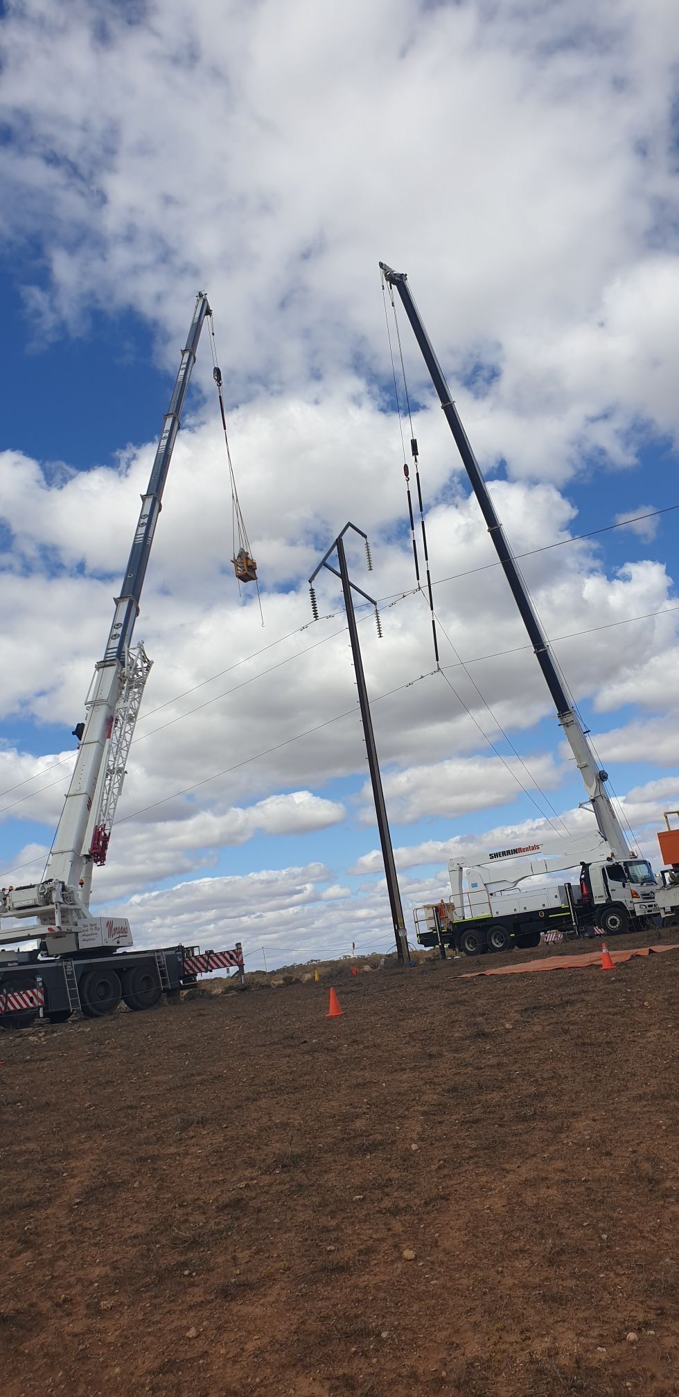 Power Line maintenance with All Terrain Cranes