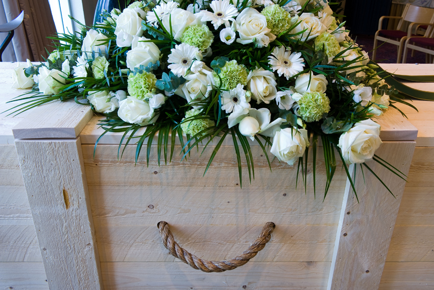 white floral tribute