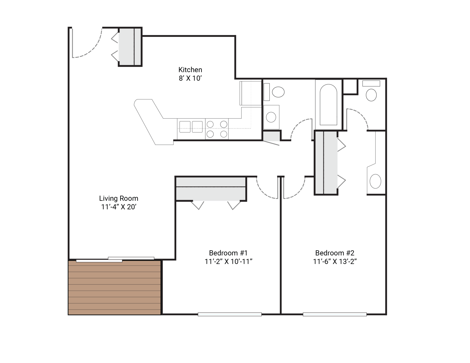 Timbercreek | Floor plan layout of a spacious apartment unit at Unique Apartment Homes in Ames, IA, featuring comfortable design and functional living spaces.
