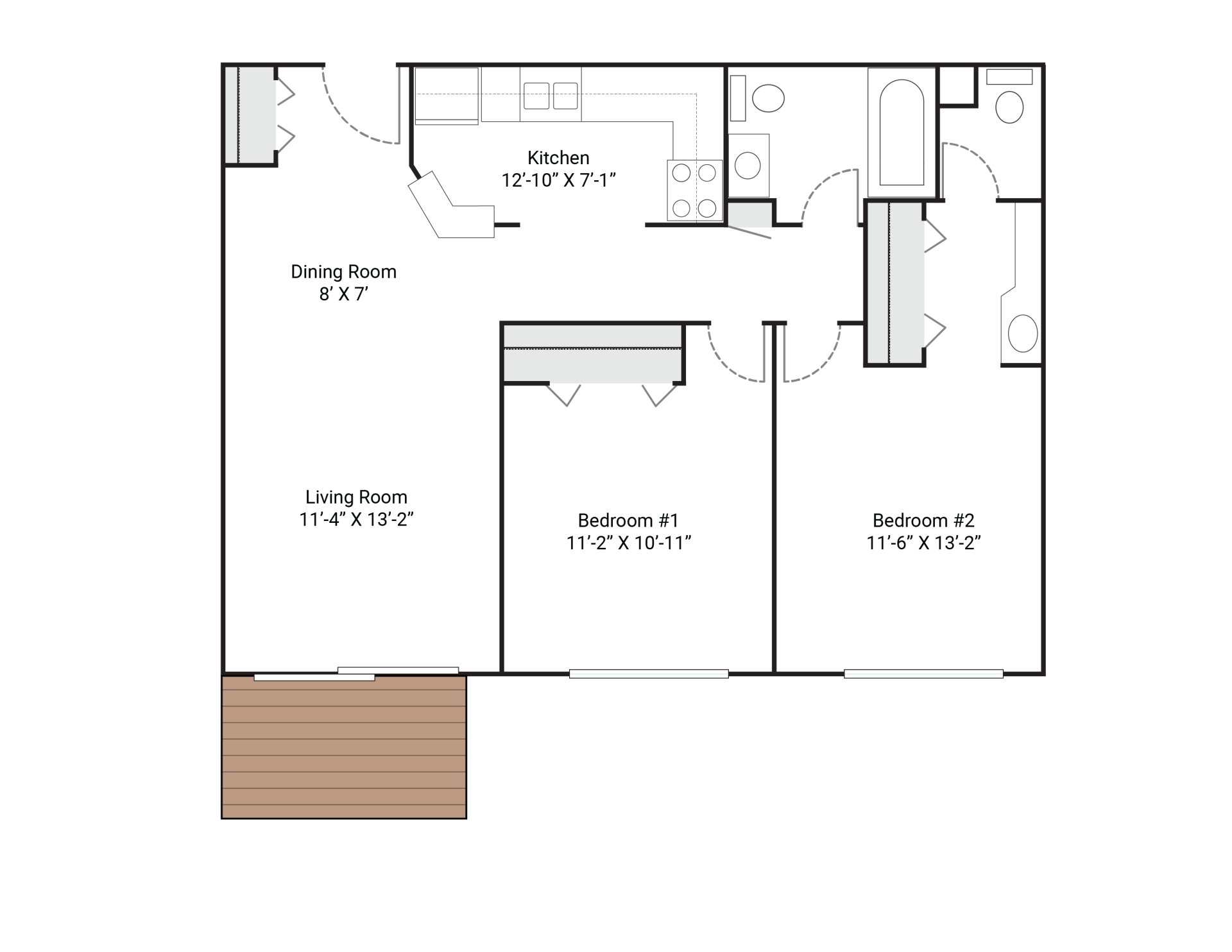 Timbercreek | Floor plan layout of a spacious apartment unit at Unique Apartment Homes in Ames, IA, featuring comfortable design and functional living spaces.