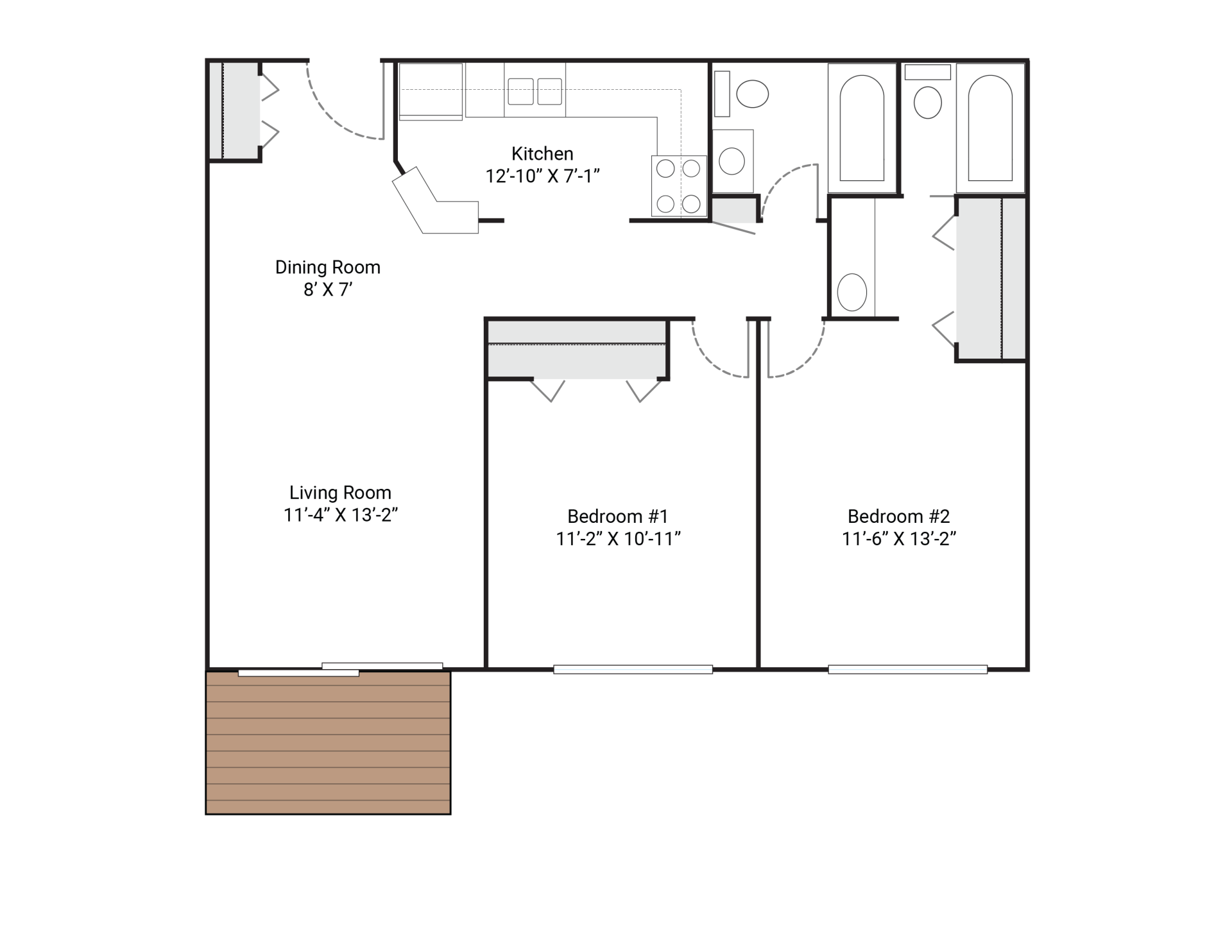 Timbercreek | Floor plan layout of a spacious apartment unit at Unique Apartment Homes in Ames, IA, featuring comfortable design and functional living spaces.