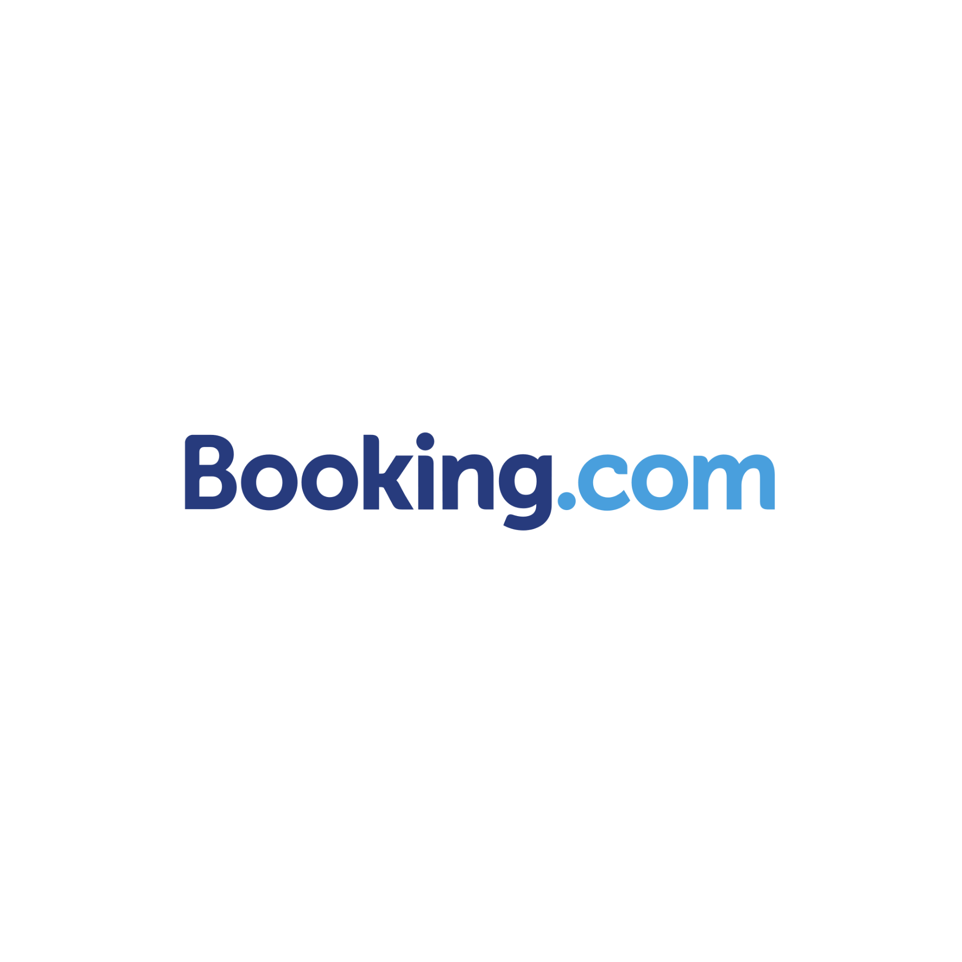 The booking.com logo is blue and white on a white background.
