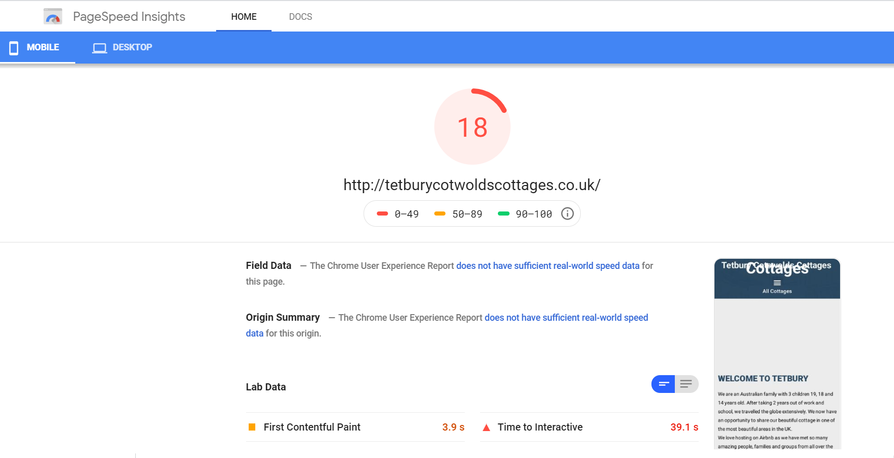 vacation rental website builder for google pagespeed