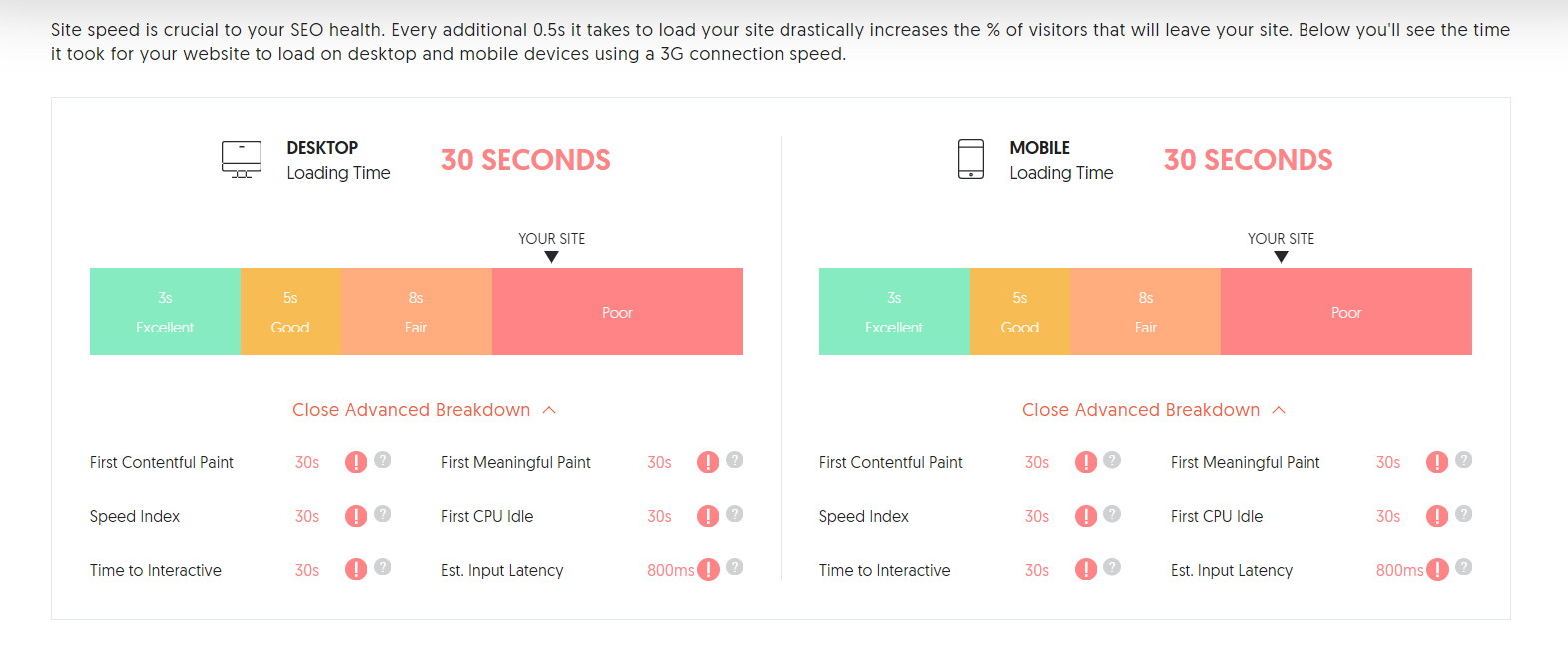 A screenshot of a website that shows the number of seconds