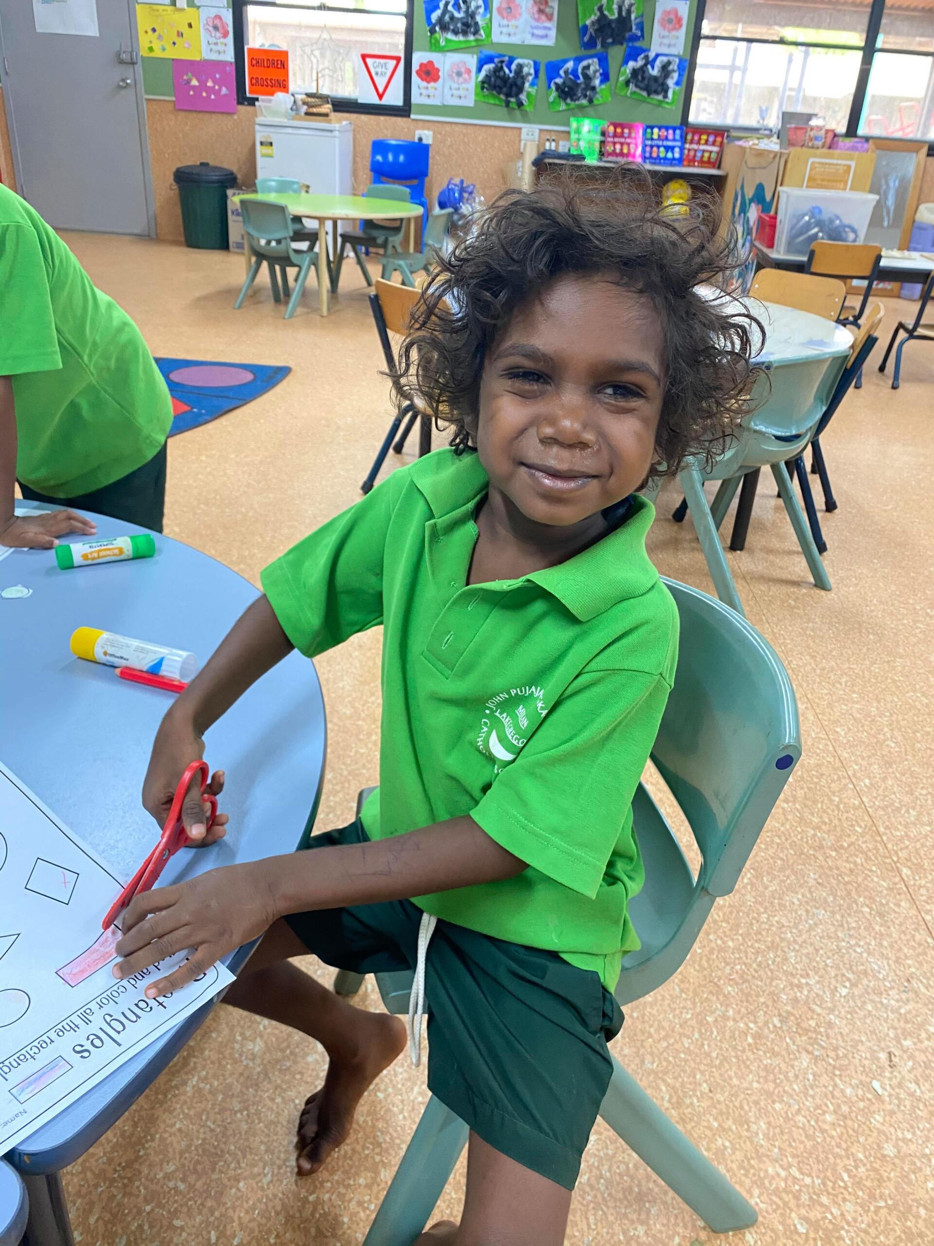 Primary A Student practicing their cutting