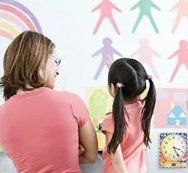 teacher teaching kid