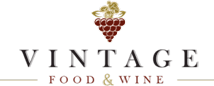 El logotipo de comida y vino vintage tiene un racimo de uvas.