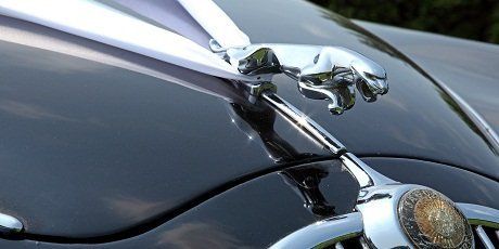 A black Jaguar wedding car