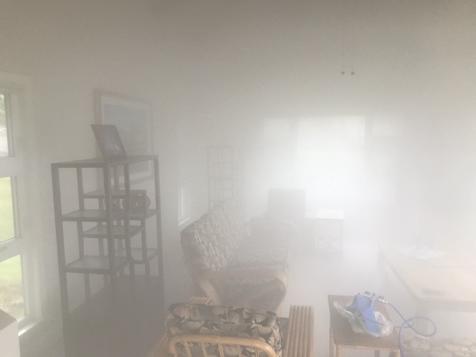 Dry fog remediation in living room