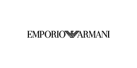 Il logo di emporio armani è su sfondo bianco.